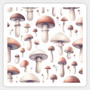 Simple Vintage Mushroom and Leaves Pattern Sticker